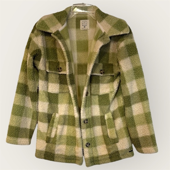 Billabong Tops - Billabong Olive and Beige Sherpa Jacket XS